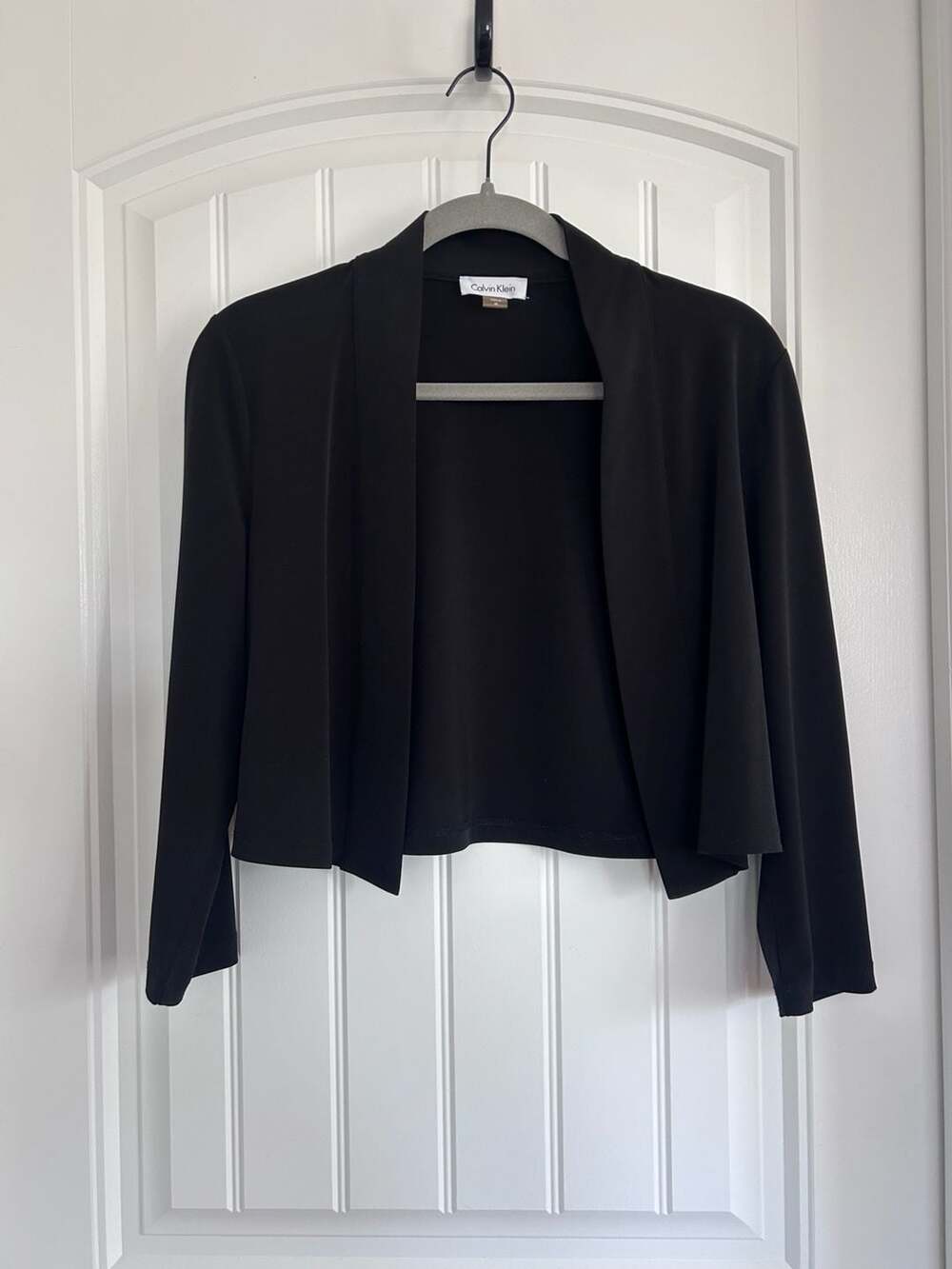 Calvin Klein Black Open Front Cropped Shrug Cardigan - Picture 7 of 7